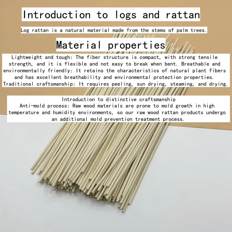 100 Pieces of Natural Wood Rattan Reed Diffuser Sticks, Replacement Reeds with a Diameter of 3mm, Flameless Rattan Aroma Sticks for Home and Living Room Fragrance