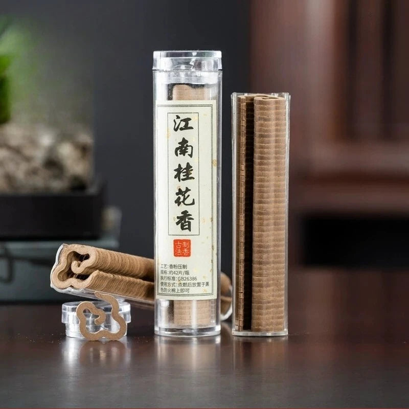 42pcs Natural Coil Incense Sandalwood Osmanthus Pure Fragrance Powder Pressing Incense Home Bedroom Long-lasting Aromatherapy
