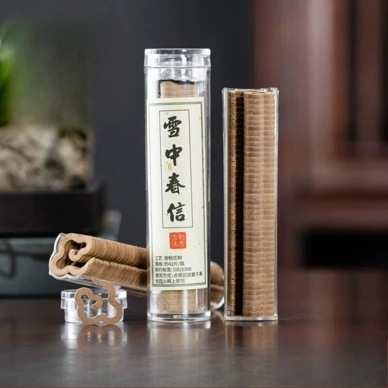42pcs Natural Coil Incense Sandalwood Osmanthus Pure Fragrance Powder Pressing Incense Home Bedroom Long-lasting Aromatherapy