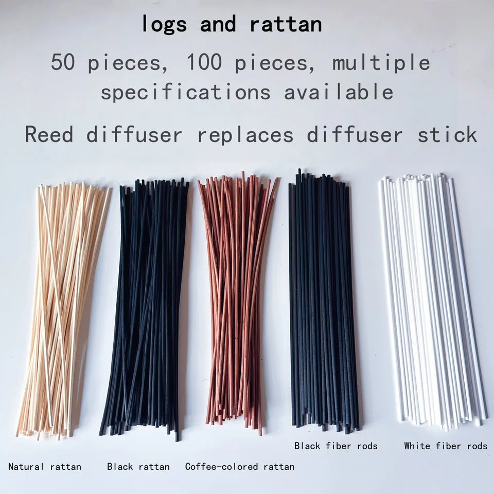 100 Pieces of Natural Wood Rattan Reed Diffuser Sticks, Replacement Reeds with a Diameter of 3mm, Flameless Rattan Aroma Sticks for Home and Living Room Fragrance